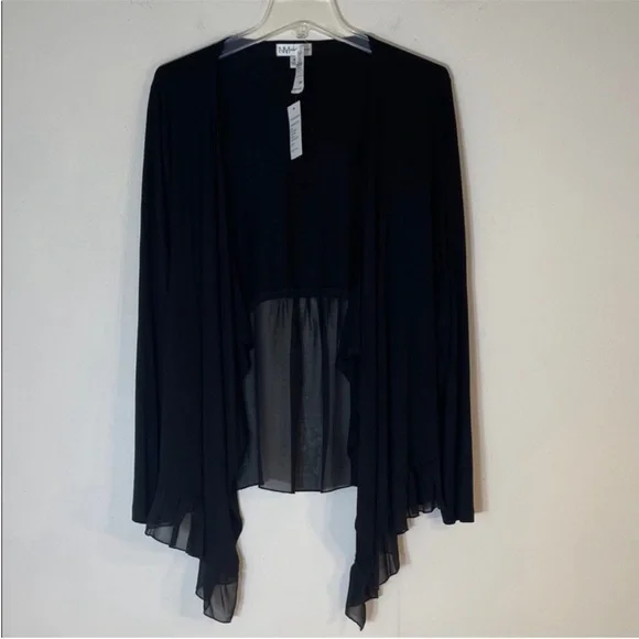 Neiman Marcus Boho Onyx Ruffle 2-Tone Open Front Jacket. Medium. NWT. - Picture 1 of 12